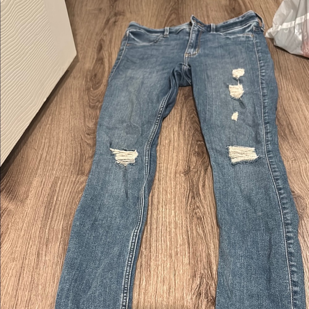 Hollister Blue Skinny Jeans Distressed Style